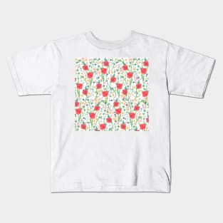 Summer Meadow Floral Nature Illustration Kids T-Shirt